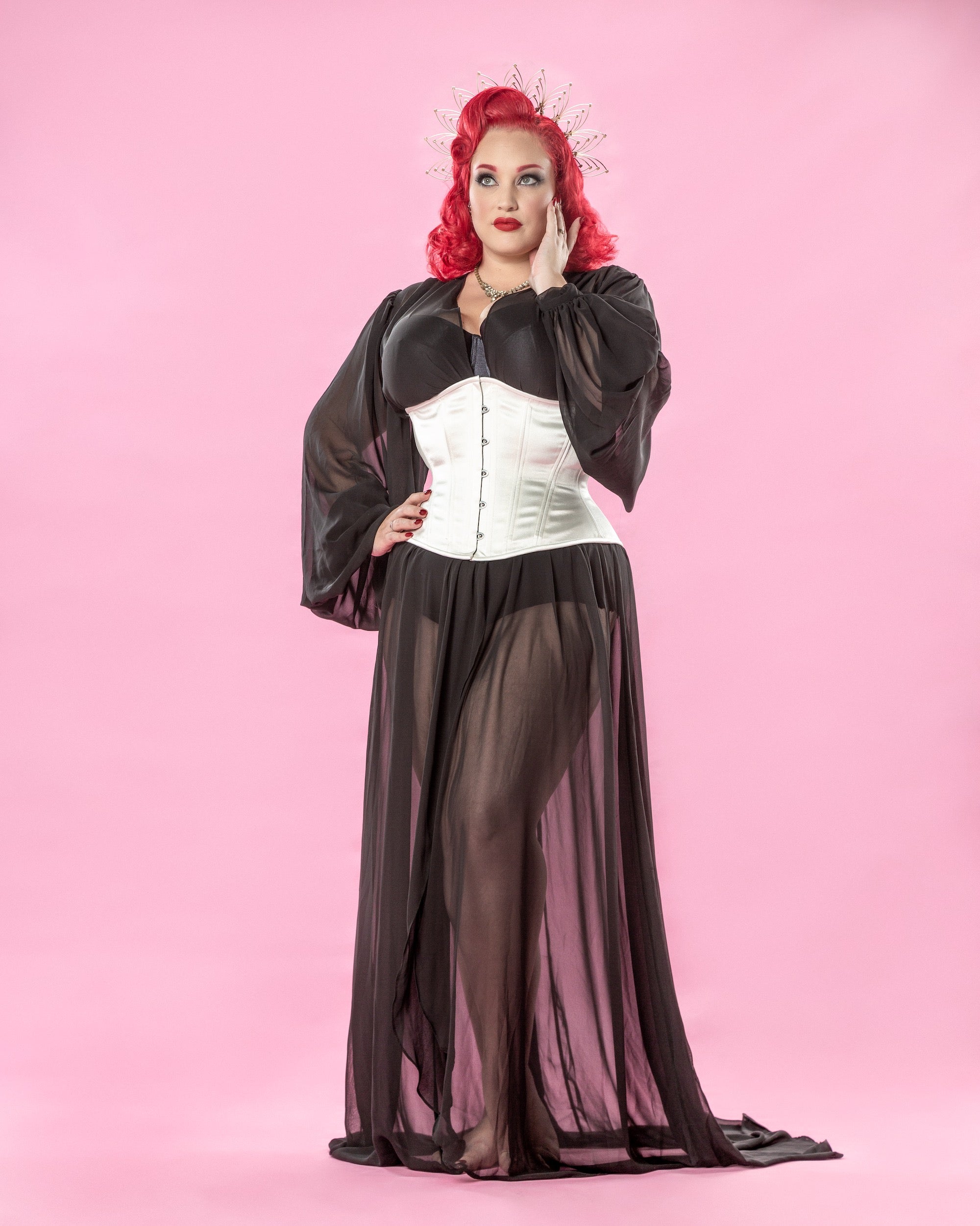 Goddess Hourglass Corset - Ivory Satin